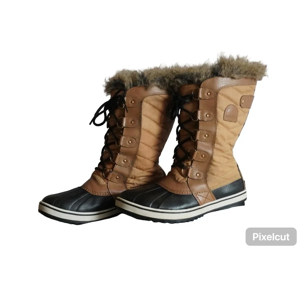 Sorel Tofino II NL2332-373 Womens Snow Boots 9.5 Brown Fur Lace-Up Mid Calf Boot